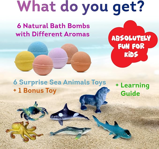 Made in USA Bath Bombs for Kids Surprise Toys Inside SEA Animals - Image 5