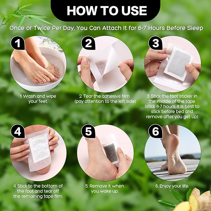 50 Pack Foot PadsNatural Ginger Wormwood Bamboo Vinegar Foot Care Patch - Image 6