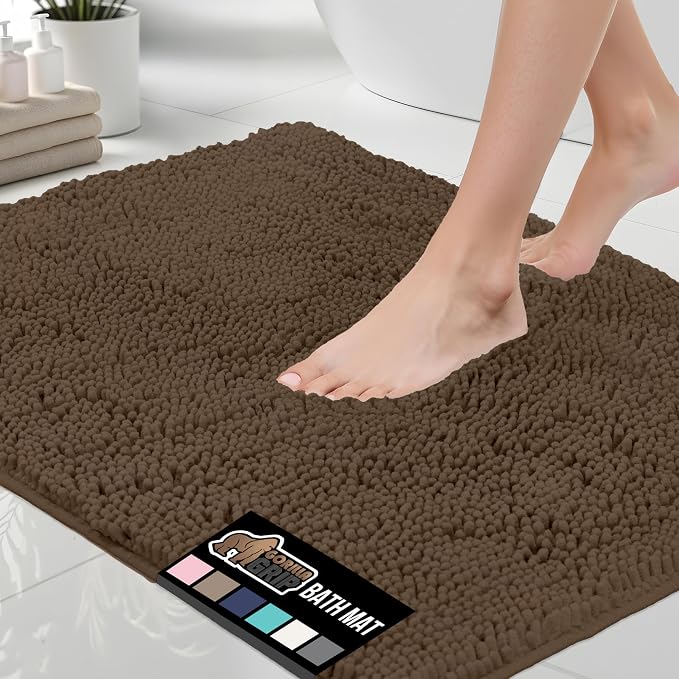 GORILLA GRIP Bath Rug Mat 60x24, Thick Soft Absorbent Chenille, Quick Dry by GorillaGrip