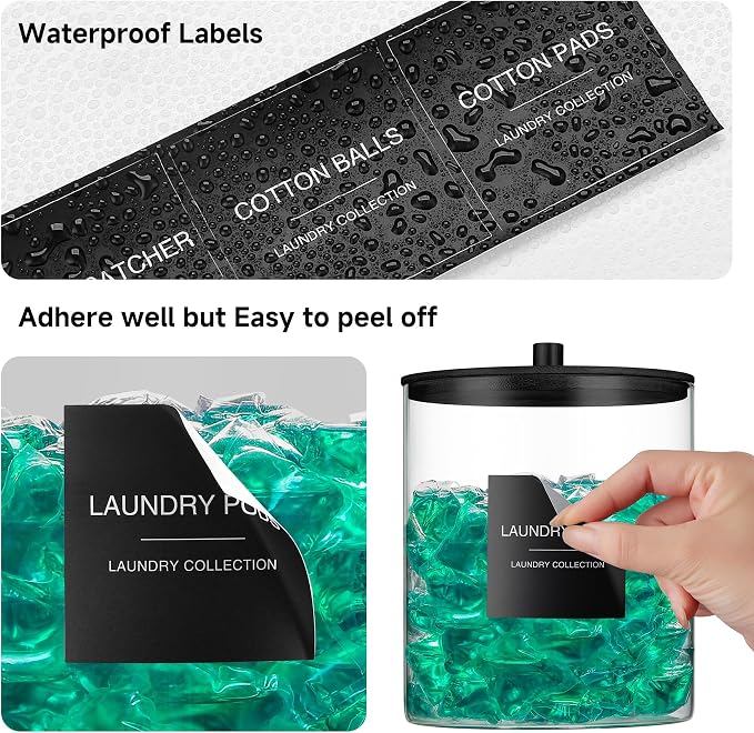 3 Pack Glass Jars and Acrylic Dryer Sheet Holder, Laundry Pods Container - Image 6