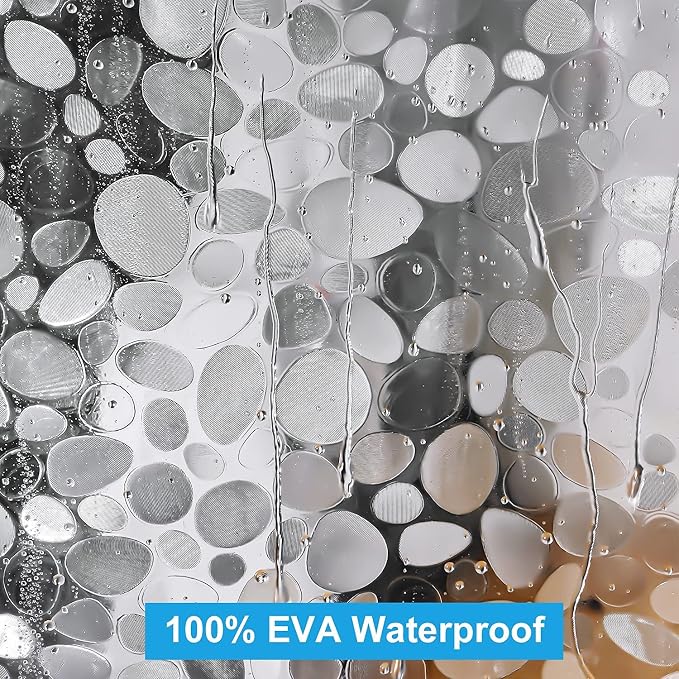 UFRIDAY Clear Shower Curtain Liner 72 x 72 inch, EVA 3D Cobblestone Weighted - Image 2