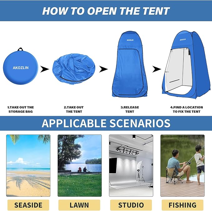 AKOZLIN Portable Pop Up Shower Tent Instant Privacy Dressing Changing Tent - Image 6