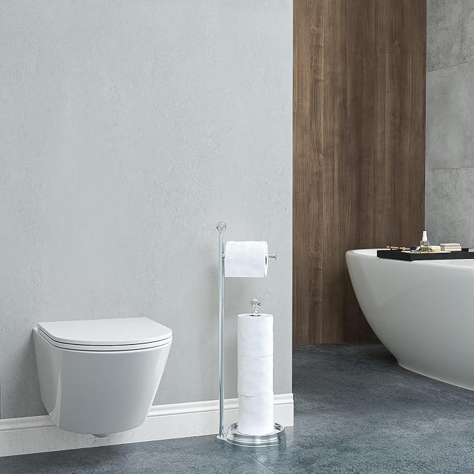 Toilet Paper Holder for Bathroom, Heavy Weighted Metal Free Standing Toilet - Image 5