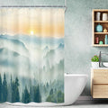 Riyidecor Small Stall Mountain Shower Curtain 48Wx72H Inch Rv Narrow Green by Riyidecor