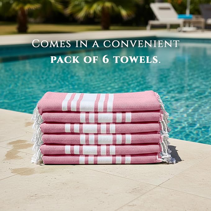 Turkish Cotton Beach Towel Pack of 6 & 1 Boho Tote Bag - Image 5