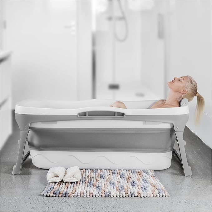 Portable Bathtub for Adult- Extra Large 56" Foldable Collapsible tub. by ELDERFLOWER+%26+BERRIES