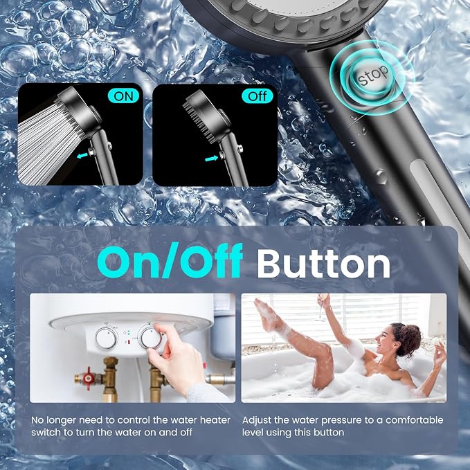 Filtered Shower Head with Handheld, High Pressure 4 Spray Mode Showerhead with - Image 6