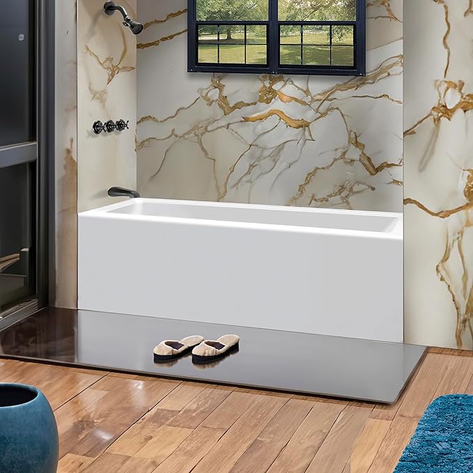 Fine Fixtures Acrylic, Fiberglass Alcove Soaking Bathtub by Fine+Fixtures