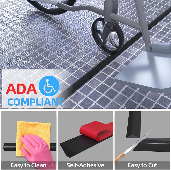 Duzzy 75 Inch Collapsible Shower Water Dam, Shower Threshold Water Stopper - Image 3