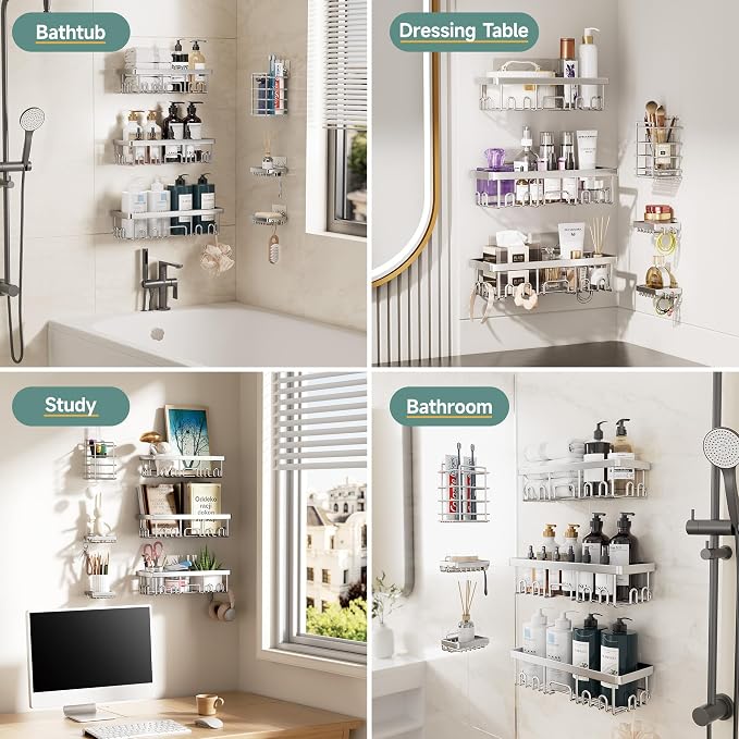 Veken Shower Caddy 6-Pack, Family Choice Award Winner, Large Wall Mounted - Image 9