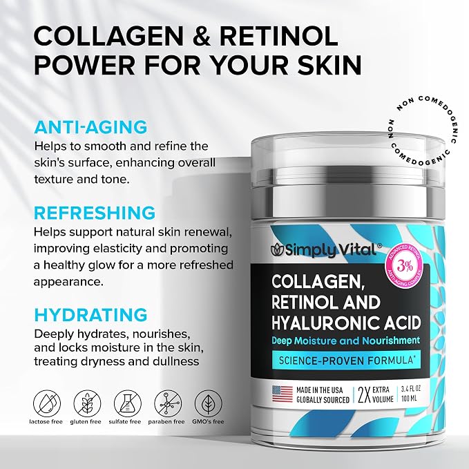 SimplyVital Collagen, Retinol & Hyaluronic Acid Cream - Image 4