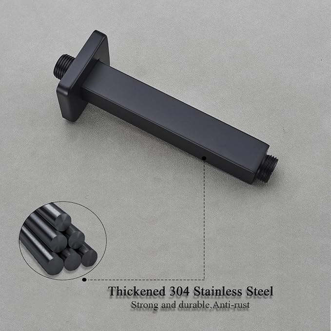 Black Shower Arm with Flange, BSTIIU Ceiling Mount Shower Head Extension Arm - Image 3