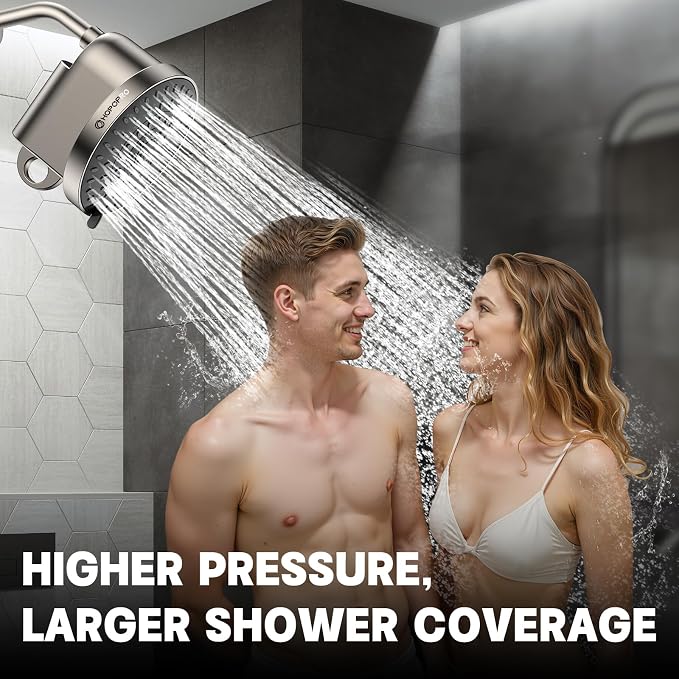 High Flow Filtered Shower Head, HOPOPRO 5 Modes High Pressure Fixed Showerhead - Image 6