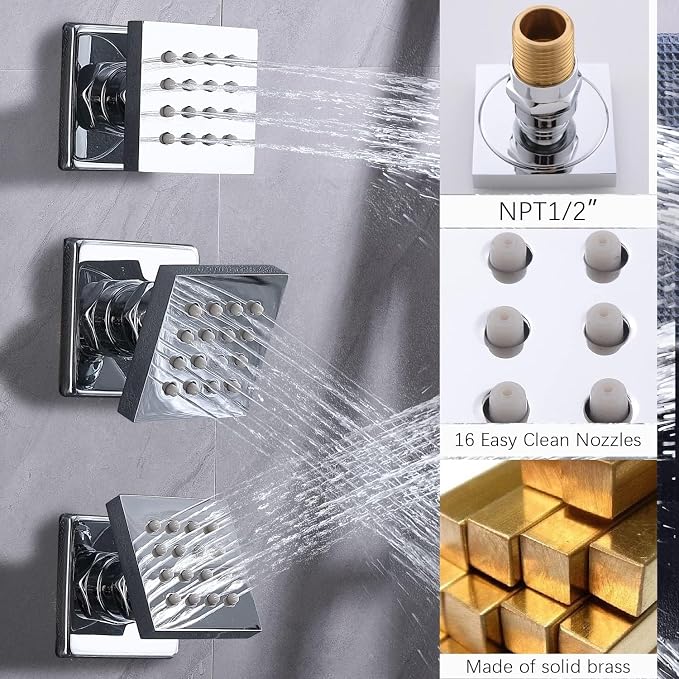 Shower Faucet Set Polished Chrome Shower System Luxury 12 Inch Wall Mounted - Image 6