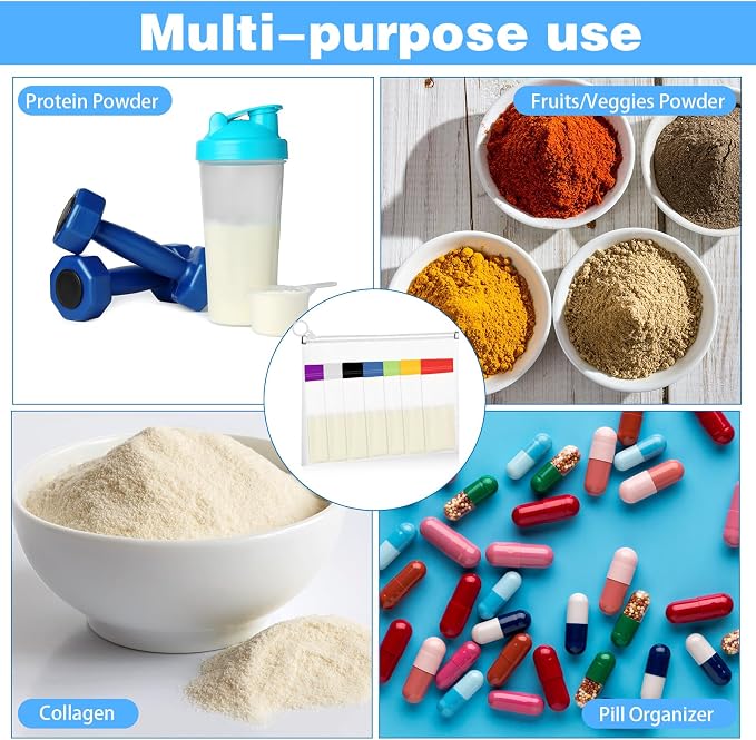 67pcs Protein Powder Travel Container Set 42 Single Dose Bags 6 Large Reusable - Image 7