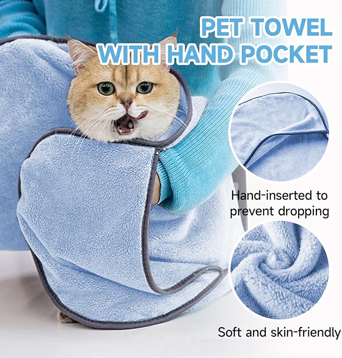 Dog Towels for Drying Dogs Small Medium Large, 2 Pack Dog Cat Drying Bath Towel - Image 4