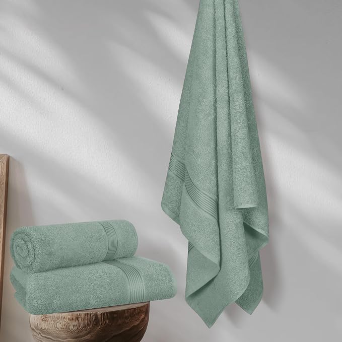 Elvana Home Cotton 2 Pack Oversized Bath Towel Set 28x55 inches, Large Bath - Image 4