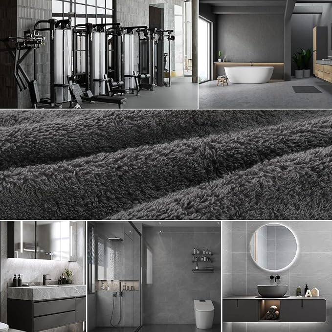 SEMAXE Grey Bath Towels Set of 4, 100% Cotton Luxury Bathroom Towels, and - Image 5