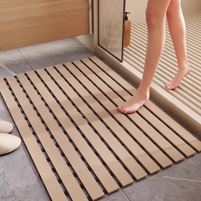 Extra Long Non Slip Shower Mat Without Suction Cups, Heavy Duty Rubber Bathtub by Tiamo
