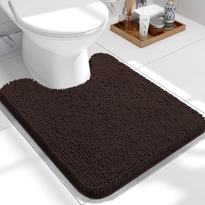 OLANLY Toilet Rugs U-Shaped 24x20, Extra Soft Absorbent Chenille Contour by OLANLY