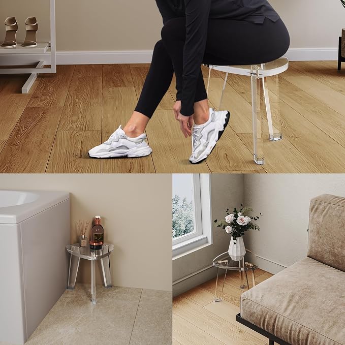 Acrylic Corner Shower Stool for Shaving Legs 11.65" D X 11.94" W X 12.2" H - Image 7