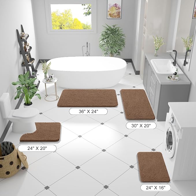 OLANLY Bathroom Rugs 24x16, Extra Soft Absorbent Chenille Bath Rugs, Rubber - Image 3