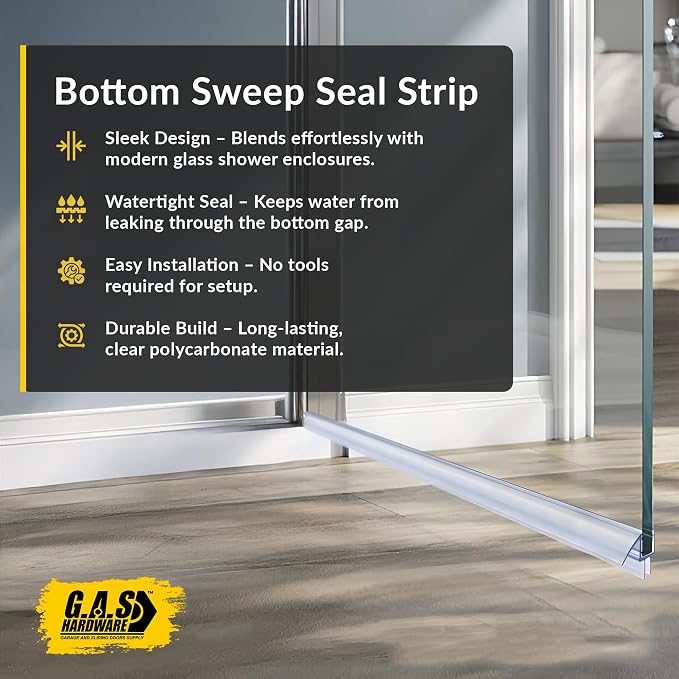 1/2" Frameless Glass Shower Door Bottom Sweep – 40" Ultra-Clear Drip Rail Seal - Image 5