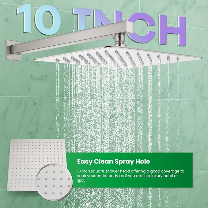 gotonovo Rainfall Bathroom Shower System Rain Shower Head and Handle Set Wall - Image 3