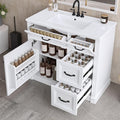 36 in Bathroom Vanity with Sink, Drawers and Flip-Out Drawers, Modern Solid by Virubi