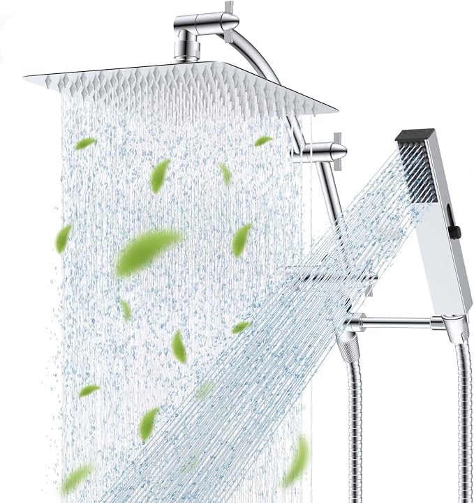 Hibbent All Metal CUPC Certified 10'' Rain Shower Head, Dual Shower Head Combo by Hibbent