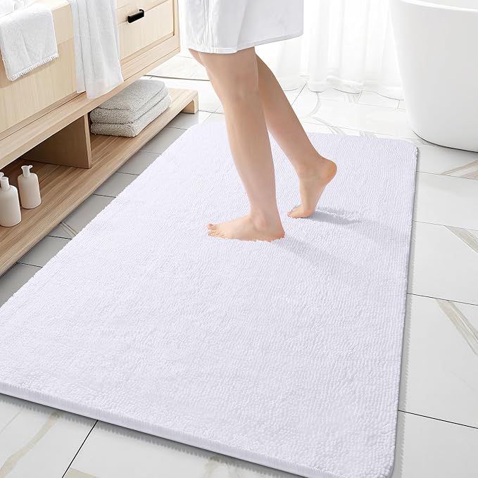 OLANLY Bathroom Rugs 59x35, Extra Soft Absorbent Chenille Bath Rugs, Rubber by OLANLY