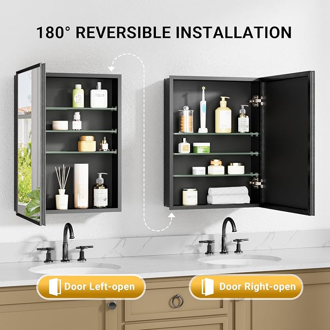20x26 Pre-Assembled Black Medicine Cabinet - Image 6