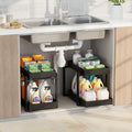 2 Pack Under Sink Organizer, Bamboo Wooden 2-Tier Pull-Out Storage by HEALTHYYOU