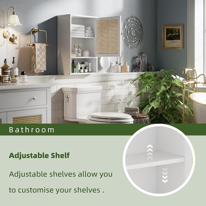 Bathroom Wall Cabinet, Bamboo Over-The-Toilet Storage Organizer - Image 5