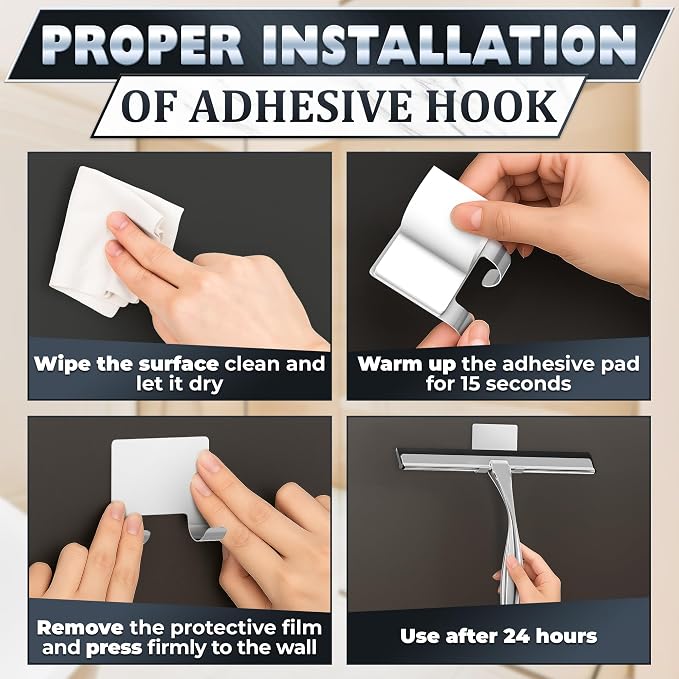 12 Inch Silver All-Purpose Stainless Steel Shower Squeegee - Image 5