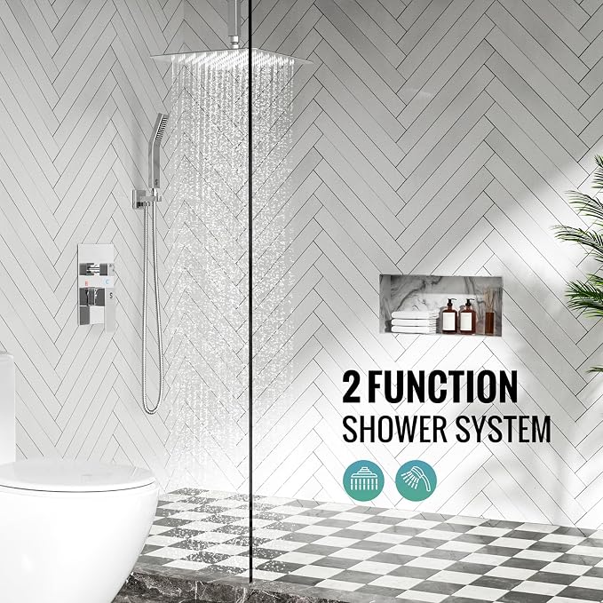 SR SUN RISE SRSH-C1003 Ceiling Mount Bathroom Luxury Rain Mixer Shower Combo - Image 2