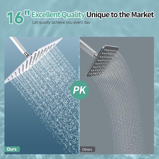 SR SUN RISE 16 Inch Rain Shower Head, High Pressure Rainfall Showerhead Large - Image 2