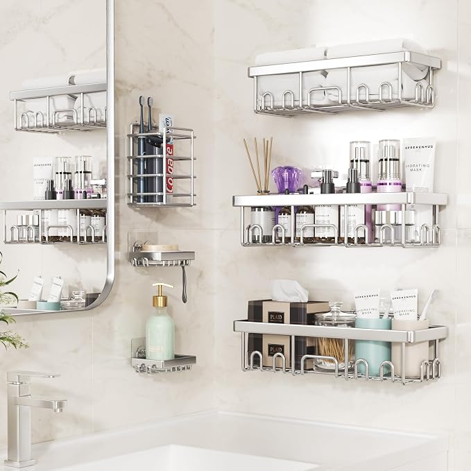 Veken Shower Caddy 6-Pack, Family Choice Award Winner, Large Wall Mounted - Image 7