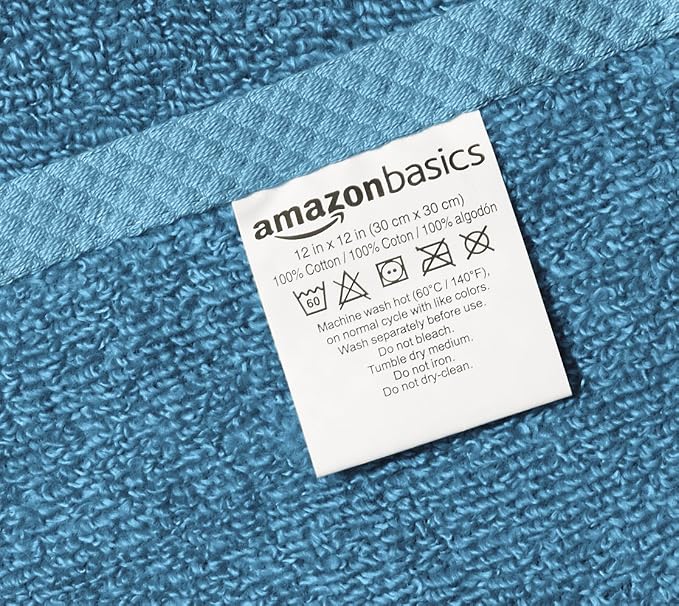 Amazon Basics Cotton Washcloths, Lake Blue - Image 4