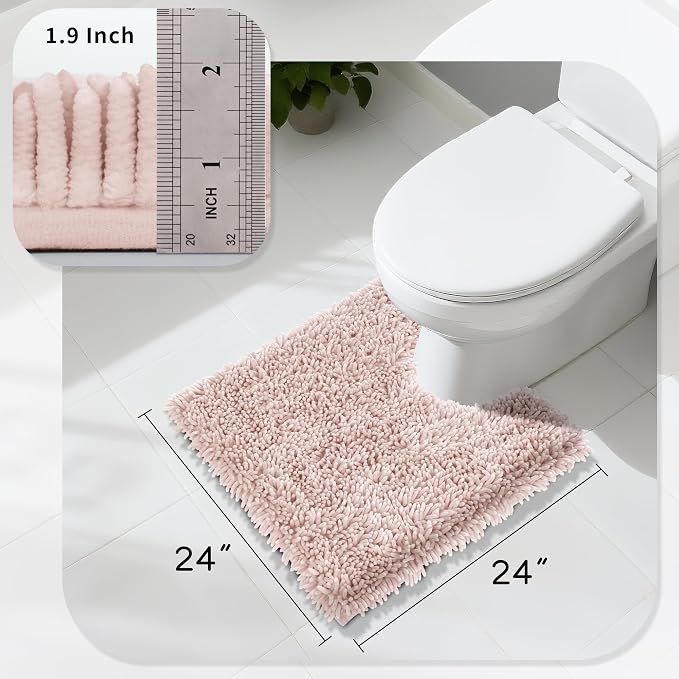 Yimobra Toilet Rugs U Shaped Washable, Extra Thick Soft Absorbent Chenille - Image 2