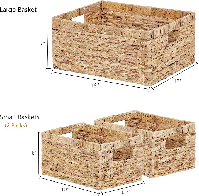 Vagusicc Wicker Basket, Water Hyacinth Wicker Storage Basket Bins - Image 2