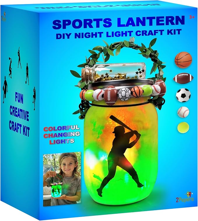 Make Your Own Sports Night Light Lantern Jar Arts & Crafts by 2Pepers