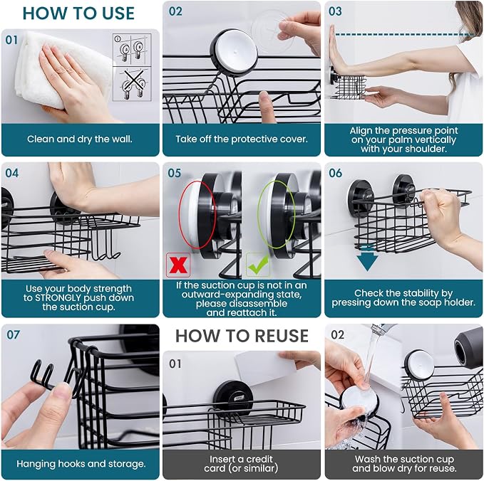 TAILI Shower Caddy Suction Cup 2 Pack - Image 5