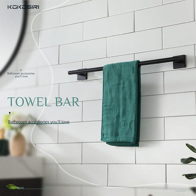 KOKOSIRI Towel Rail Bathroom Towel Bars Matte Black 20 Inch Towel Holder - Image 6