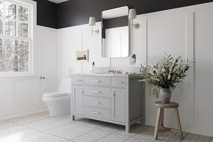 ARIEL Bristol 48" Grey Bathroom Vanity Base Cabinet, Single Sink Configuration - Image 2