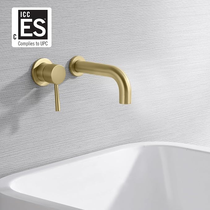 SUMERAIN Wall Mount Tub Filler Gold Bathtub Faucet - Image 2