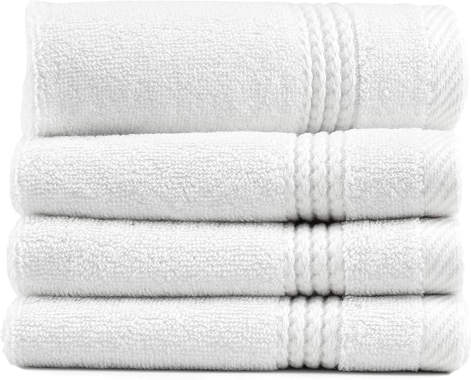 EastNBlue Lara 100% Turkish Cotton Washcloths 4 Pack, Extra Soft & Absorbent by EastNBlue