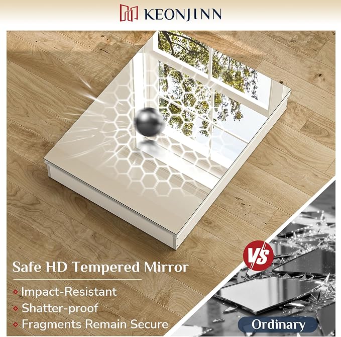 Keonjinn 16 x 24 Inch White Medicine Cabinet Mirror, Assembly Required - Image 8