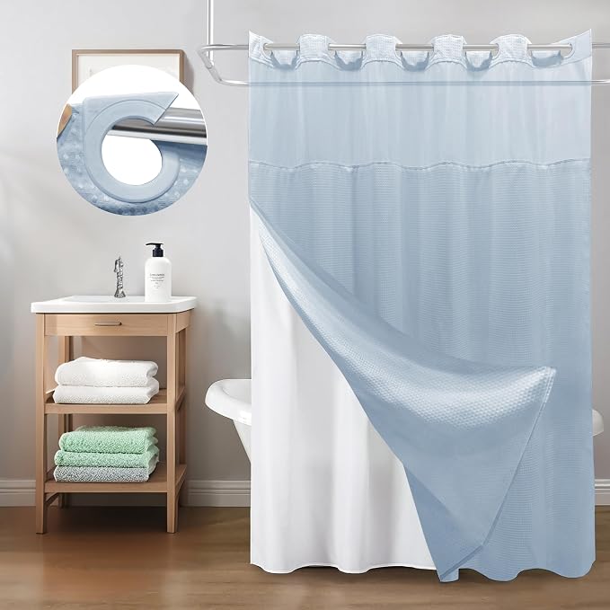 Inhousolu Long No Hook Shower Curtain - Image 8