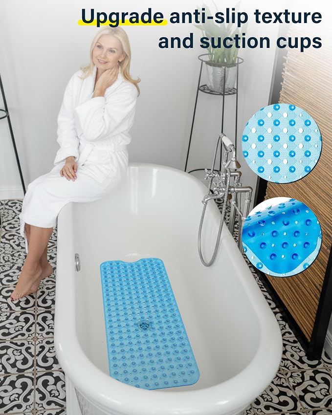 Non Slip Bathtub Mat for Tub & Shower, Machine Washable 40"x16" Anti Slip Bath - Image 2